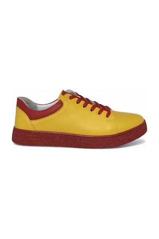 Catelli %100 Deri Ortopedik Erkek Rahat Günlük Sneaker Mevsimlik Taraftar Ayakkabı 40-44 Sarı Kırmızı