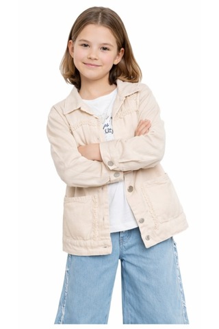 Irem Kız Çocuk Çiçek Püskül Detaylı Ceket Geniş Paça Pantolon Sweatshirt Üçlü Krem Renk Bayramlık Takım Krem