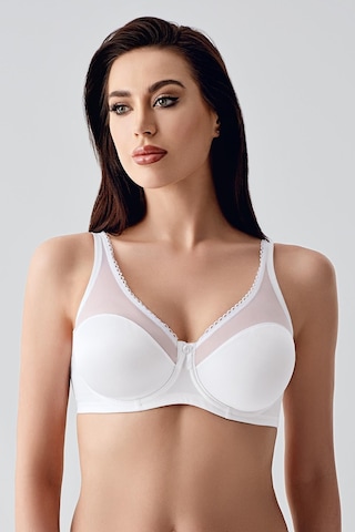 New Bra Kadın C Kap Balenli Tül Detaylı Toparlayıcı Sütyen Beyaz 2304 Beyaz