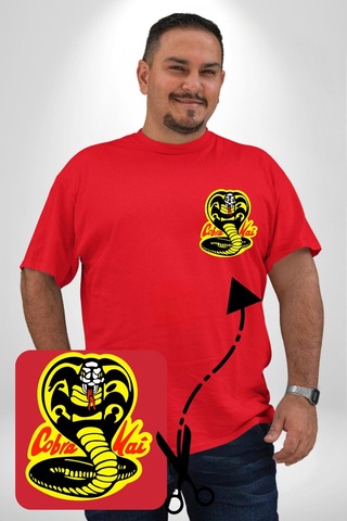 Angemiel Cobra Kai Karete Çocuk Yılan Logo Dizi Kırmızı Büyük Beden Kadın Basic Minimal Baskılı Tişört Kırmızı