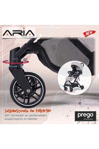 Prego Aria Tek Elle Katlanır Kabin Boy Travel Sistem Bebek Arabası