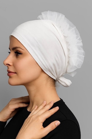 Aldaıyr Fırfır Bone Tesettür Bone Beyaz