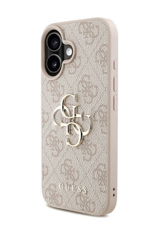 Apple Uyumlu iPhone 16 Plus Kılıf Guess Lisanslı Bilek Askı İpli Metal 4g Ve Yazı Logolu Kapak Pembe