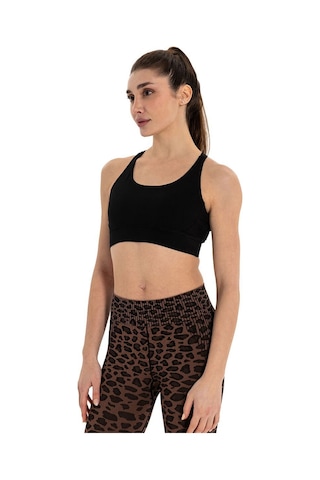 Inguz Çift Askılı Sırtı Çapraz Yoga Büstiyer Siyah