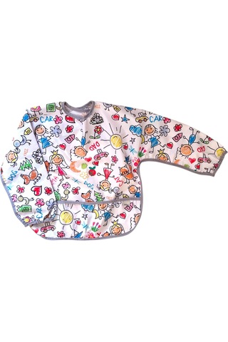 Yorni 3-5 Yaş Family, Arkadan Bağcıklı, Sıvı Geçirmez, Cepli, Makinede Yıkanabilir, Uzun Kollu Bebek Çocuk Mama Önlüğü, Önlük Beyaz