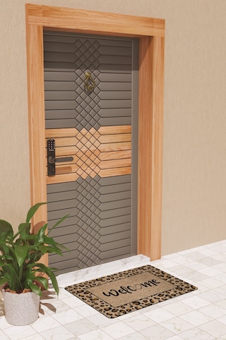 Rugmood Modern Dijtal Baskı Leopar Welcome Kapı Önü Paspası Çok Renkli