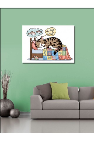 Kanvas Tablo Uyuyan Yaramaz Kedi