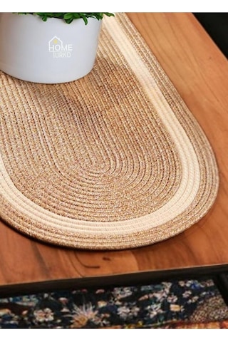 Doğal, Naturel, Jüt, Hasır, Amerikan Servis, Runner, Sehpa Runneri, Masa Runneri, Servis Takımı Hasır-bej Çok Renkli