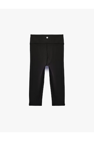 Koton Yüksek Bel Slim Fit Yırtmaçlı Diz Altı Spor Tayt Siyah 7wak40206nk