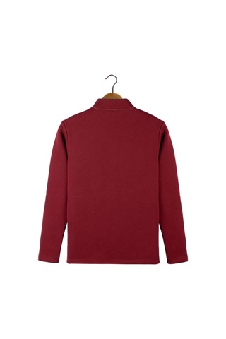 Terapi Men Erkek Bordo Yarım Fermuarlı Basic Düz Sweatshirt Bordo