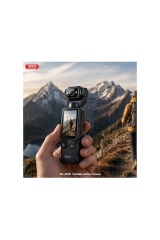 Zf05 11 Saat Çekim Süreli 2.5k/4k Taşınabilir Vlog Aksiyon Kamerası - Hd, 1.9 İnç Ekran Siyah