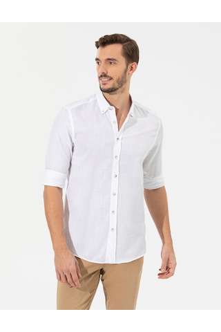Pierre Cardin Erkek Beyaz Desenli Gömlek 50268183-vr013 Beyaz
