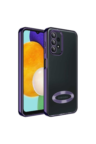 Zore Galaxy Uyumlu A13 4g Kılıf Kamera Korumalı Logo Gösteren Omega Kapak - Derin Mor Derin Mor