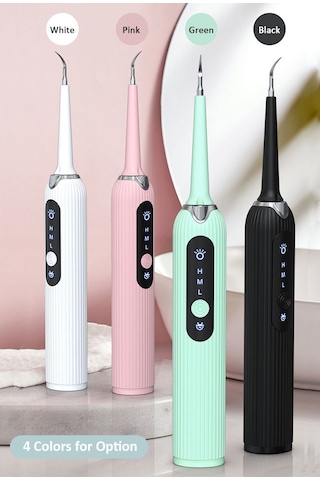 Skycity Usb Şarjlı Ultrasonik Diş Temizleyici - 4 Değiştirilebilir Uç Fırça, Tırnak, Zımbırtı, Dildeği + Ağız Aynası - Ipx6 Su Geçirmez Beyaz