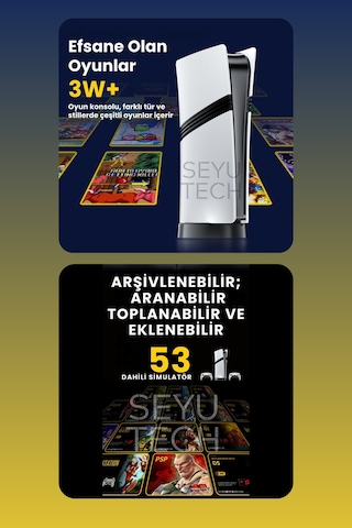 Gs5 Pro Kablsosuz Çift Kol Oyun Konsolu Uyumlu 4k-hdmı 53 Emulatör 30000 Oyunlu 2.4g Gaming i