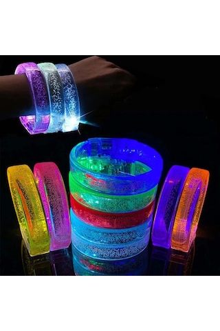 Mavi Led Işıklı Baskı Yapılabilen Pilli Bileklik Bilezik 1,5 Cm Genişlik +0