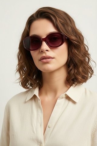 Daniel Klein Dk4342-3 Oval Model Velour Vintage Kadın Güneş Gözlüğü Bordo