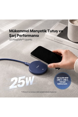 Ttec Aircharger Pro 2 Bliss Qi2.2/magsafe Özellikli 25w iPhone Uyumlu/android Stantlı Kablosuz Hızlı Şarj A Mavi