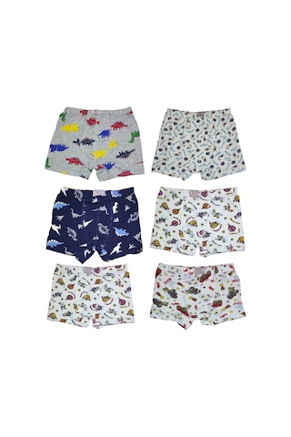 6 Adet Likralı Erkek Çocuk Empirme Desenli Mody Penye Boxer 001