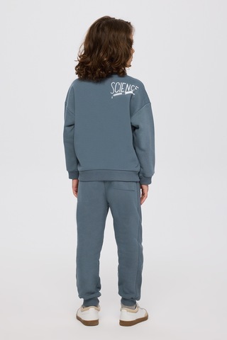 Panço Erkek Çocuk Baskılı Petrol Sweatshirt Mavi