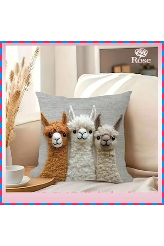 Folinda Bohem Rocker Desenli Imitasyon Dikiş Yastık Kılıfı - Koltuk Sandalye Dekoratif Yastık Kılıfı Bej