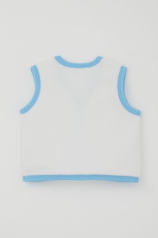 Breeze Erkek Bebek Polar Yelek Düğmeli 0-9 Ay, Beyaz Beyaz