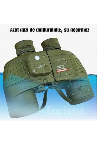 Profesyön 10x50 Mm Azot Dolu Su Geçirmez Denizci Dürbünü Işıklı Pusulalı, Profesyonel Optik Dürbün Yeşil