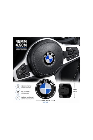 Kendinden Yapışkanlı Bmw Uyumlu Damla Baskı Direksiyon Amblemi 4,5 Cm 45 Mm Lacivert