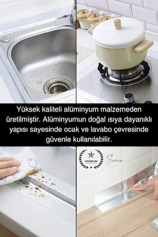 20 Mt Parlak Metalik Gri Tezgah Lavabo Kenar Bandı Sızdırmaz Isıya Dayanıklı Bant Su İzolasyon 1 Ad.