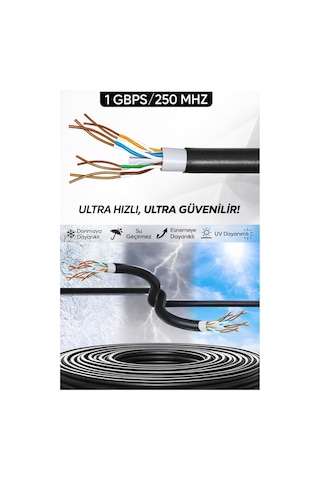 25 Metre Cat6 Kablo Awg23 Bakır Tel Double Layer İç Ve Dış Mekan Ethernet İnternet Kablosu