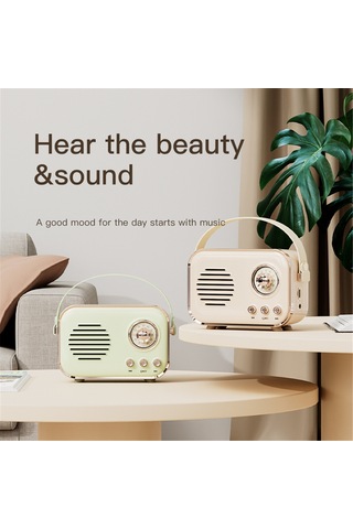 Youmex Yeşil Retro Bluetooth Radyo Hoparlör - Fm Radyo, Tf Kart, Aux Girişi, 5w Bass, 1500mah Pil, Taşınabilir Müzik Çalar