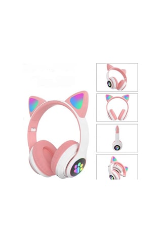 Qasul STN28 Kedi Kulak Kulaklık Yeni Sevimli Moda Bluetooth 5.0 Kulak Üstü Kulaklık