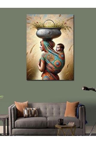 Kanvas Tablo Anne Ve Bebek Motifi 70cmx100cm