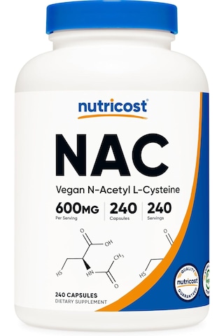 Nutricost N-acetyl L-cysteine N.a.c 600mg 240 Vegetarian Caps Aromasız