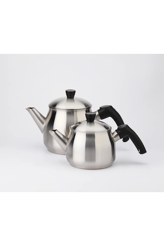 Akıllıelma-royal Song Elit Çaydanlık Takımı R217 Çelik Mini Boy Siyah Bakalit Kulp 2173 Inox