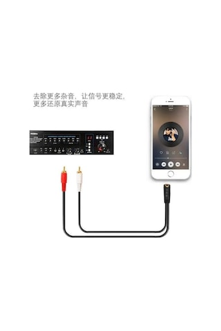 2 Rca- 3.5mm Stereo Dişi Kablo 1.5 Metre
