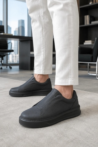 Mevese İnfua Bağcıksız Cilt Erkek Günlük Casual Sneaker Ayakkabı Siyah