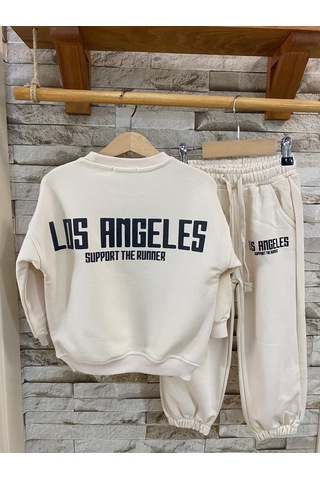 Lacıel Parıs Los Angeles Çocuk Eşofman Takım Ekru