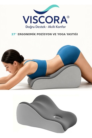 Premium 27 Kama Şeklinde Ergonomik Pozisyon Yastığı Yatak, Kanepe, Yoga, Bel Ve Sırt Desteği Gri