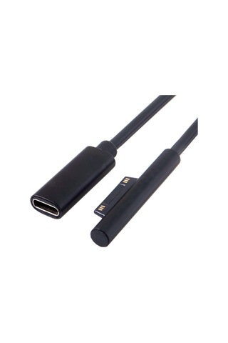 Sones Microsoft Surface Pro 5/6 İçin Type-c / Usb-c Ana Döner Ekici Tablet Güç Şarj Kablosu, Boyut: 30 Cm Siyah