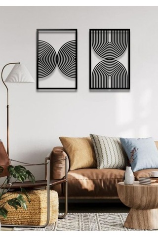 Bohem Stil Modern 2 Li Metal Duvar Dekoru Seti 60 X 75