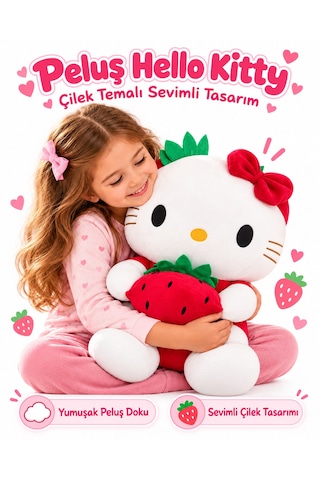 Oyuncak Hello Kitty Peluş Büyük Boy Yumuşak Sevimli Hediyelik Oyun Arkadaşı 40 Cm Kırmızı