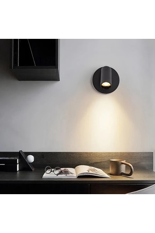 Honeybeeshop Siyah 360 Derece Dönebilen Modern Şarj Edilebilir Manyetik Led Gece Lambası 1 Adet Şarjlı Lityum Pil Dokunmatik Aydınlatma Yatak Odası Başucu Masa Dekor Siyah-