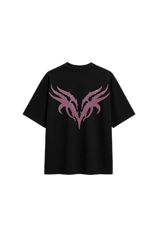 Zaee Vnm Premium Taşlı Oversize Tişört Pembe