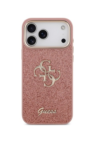 Apple Uyumlu iPhone 17 Pro Max Kılıf Guess Lisanslı 4g Büyük Metal Logolu Glitter Kapak Pembe Pembe