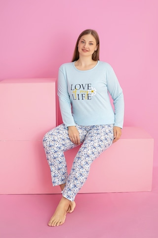 Rindahomewear Büyük Beden Süprem Pijama Takımı Mavi