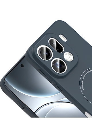 Maks Technology Oppo Find X9 Pro Uyumlu Kılıf M-safe Şarj Özellikli Kamera Korumalı Mkst Elio Sert Pc Kapak - Lacivert