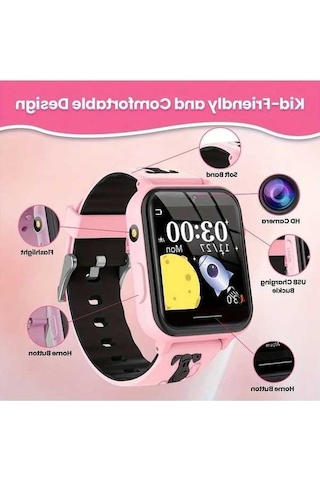 Trendooze Gaojunshop01 Pembe Çocuk Akıllı Oyun Kameralı Ayarlanabilir Ekran Doğum Günü Hediyesi Pembe Kişiye Özel Pembe