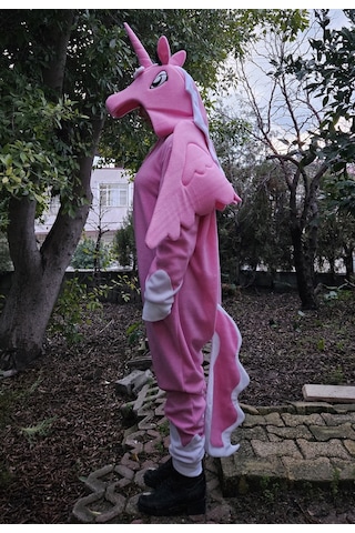 Unicorn Kostümü Yetişkin Unicorn Pijama Tulum Kostüm Pembe