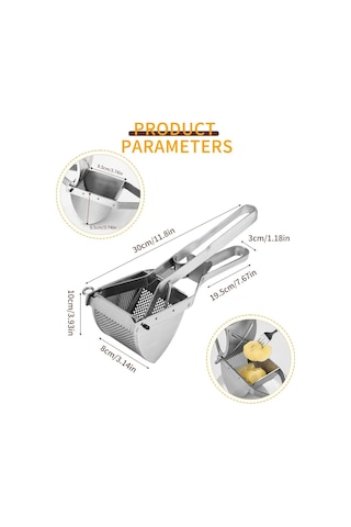 Moveevo Paslanmaz Çelik El Besin Presi - Püre Ve Bebek Yemeği İçin İnce Delikli, Kapaklı Ezme Aleti - Tek Parça Diğer